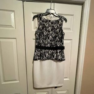 Studio One Black Overlay Lace peplum dress